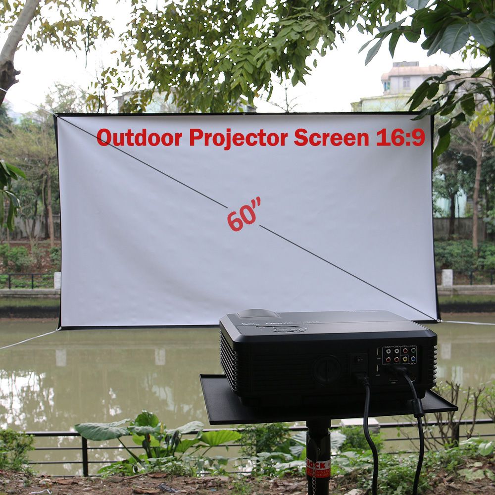 Portable 169 Projector Screen 60'' inch 3D HD Outdoor Projection Home