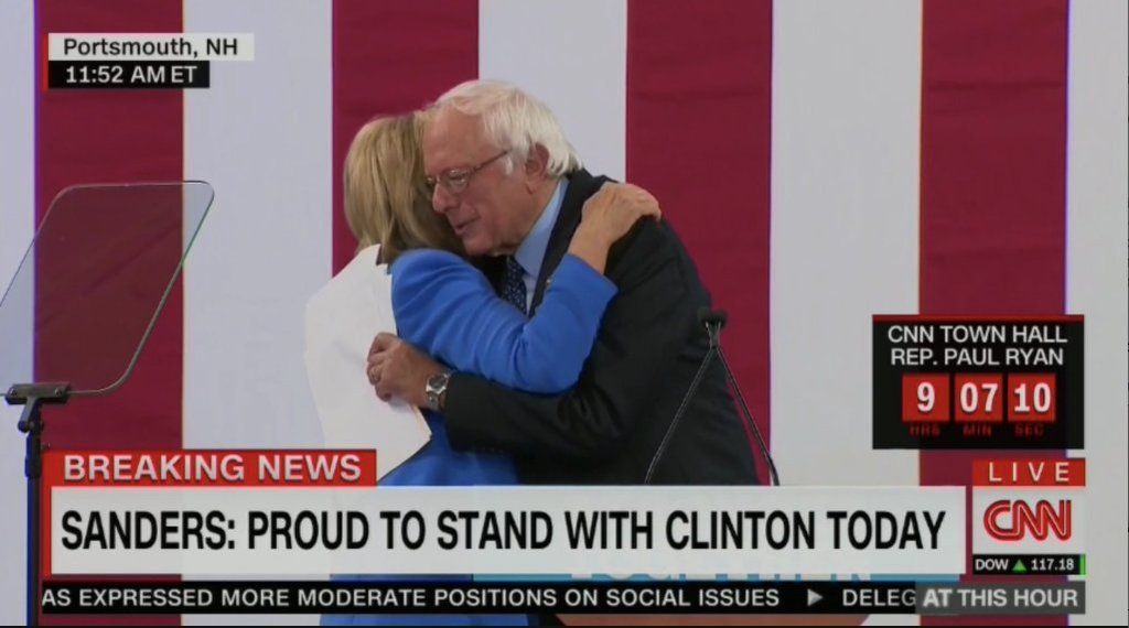 Bernie supports Hillary