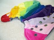 Scrappy Happy Rainbow with Charcoal Cotton Velour Newborn Hybrid Cloth Diaper