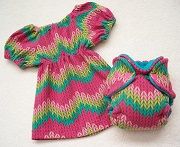 Faux Knitted Knit Newborn Dress and Fitted Hybrid Diaper Set