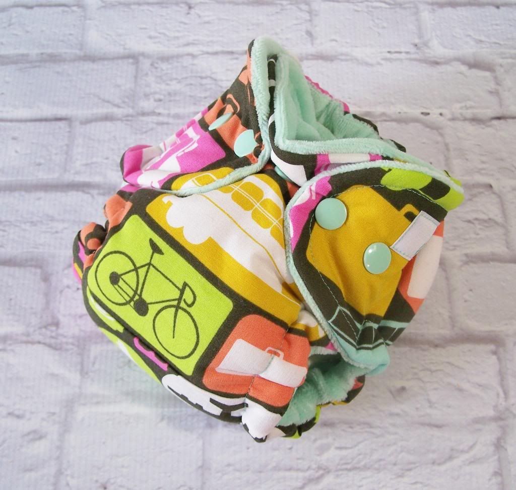 Modes of Transport with Mint Cotton Velour Newborn Hybrid Cloth Diaper WOVEN