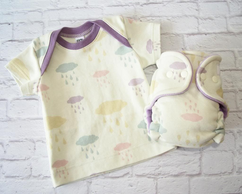 Gentle Drops Infant Lap Style Tee and Newborn/Small Hybrid Diaper Set