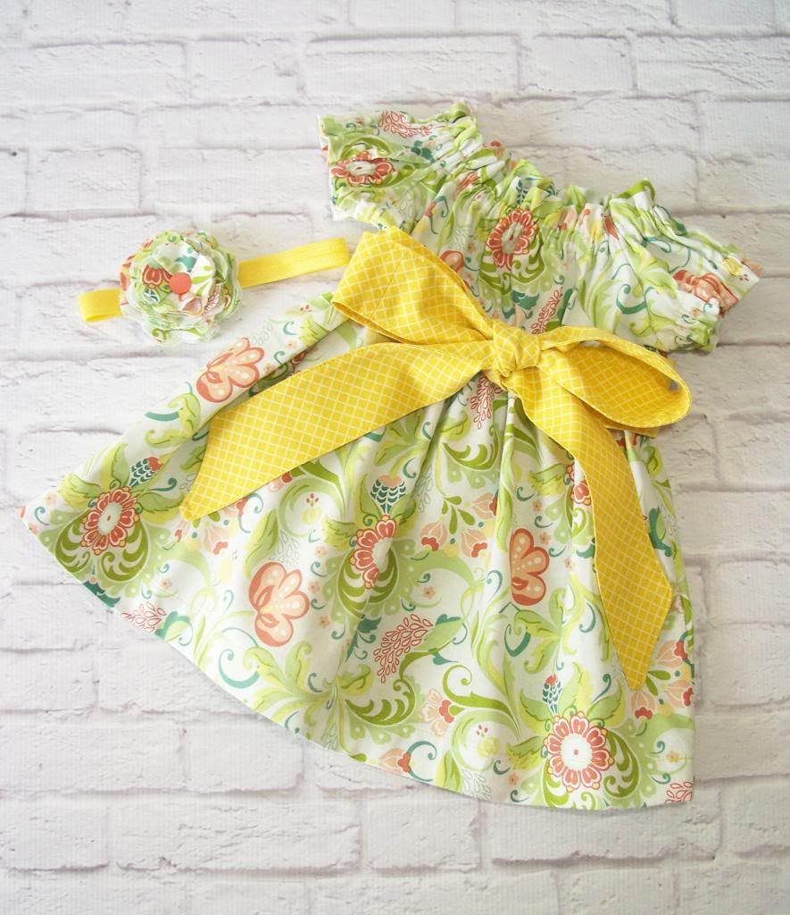 Garden Party Infant Dress and Flower Headband Set