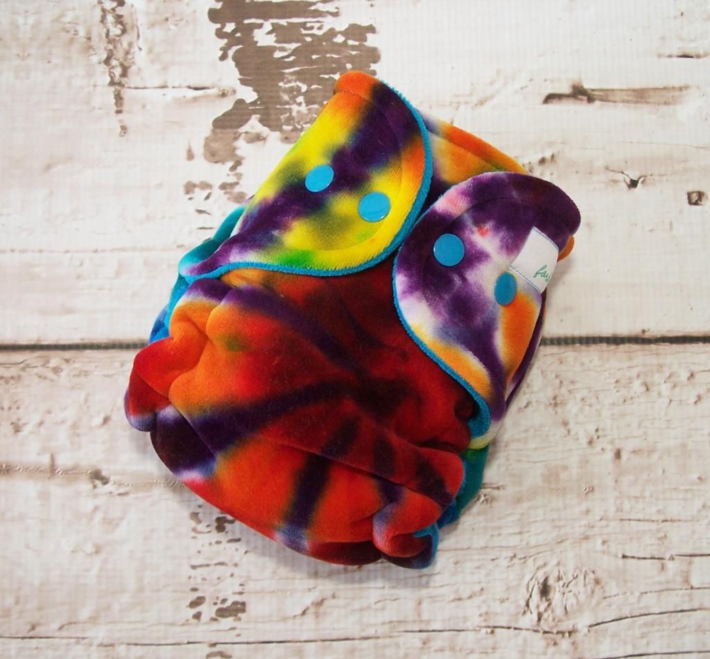 Forty41 Grunge Tie Dye with Dark Turquoise Cotton Velour Newborn/Small Hybrid Cloth Diaper