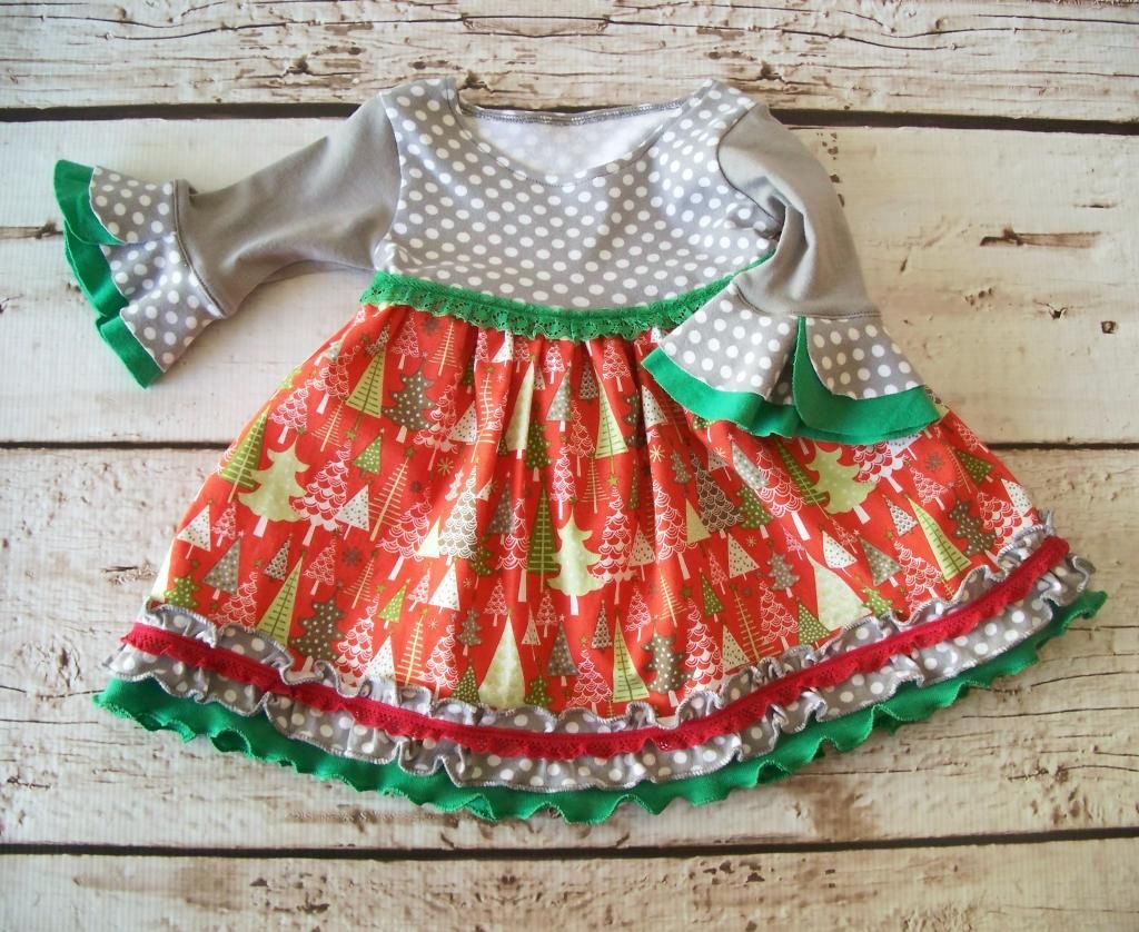 Forty41 Christmas Trees Ruffley Holiday Dress 3-6 Months