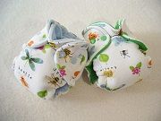 Entomology Print with Sky Blue and Grass Green Cotton Velour Newborn Hybrid Cloth Diapers TWIN Set