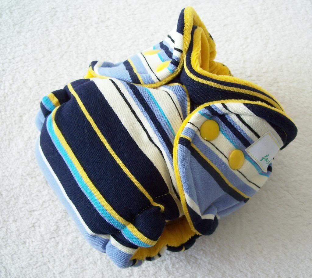 Lucas Stripes with Golden Yellow Cotton Velour Newborn Hybrid Cloth Diaper