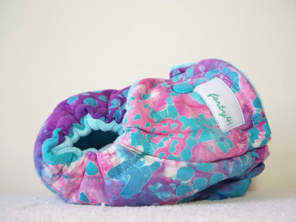 Forty41 Pink & Turquoise Batik with Turquoise Cotton Velour Newborn Hybrid Cloth Diaper WOVEN