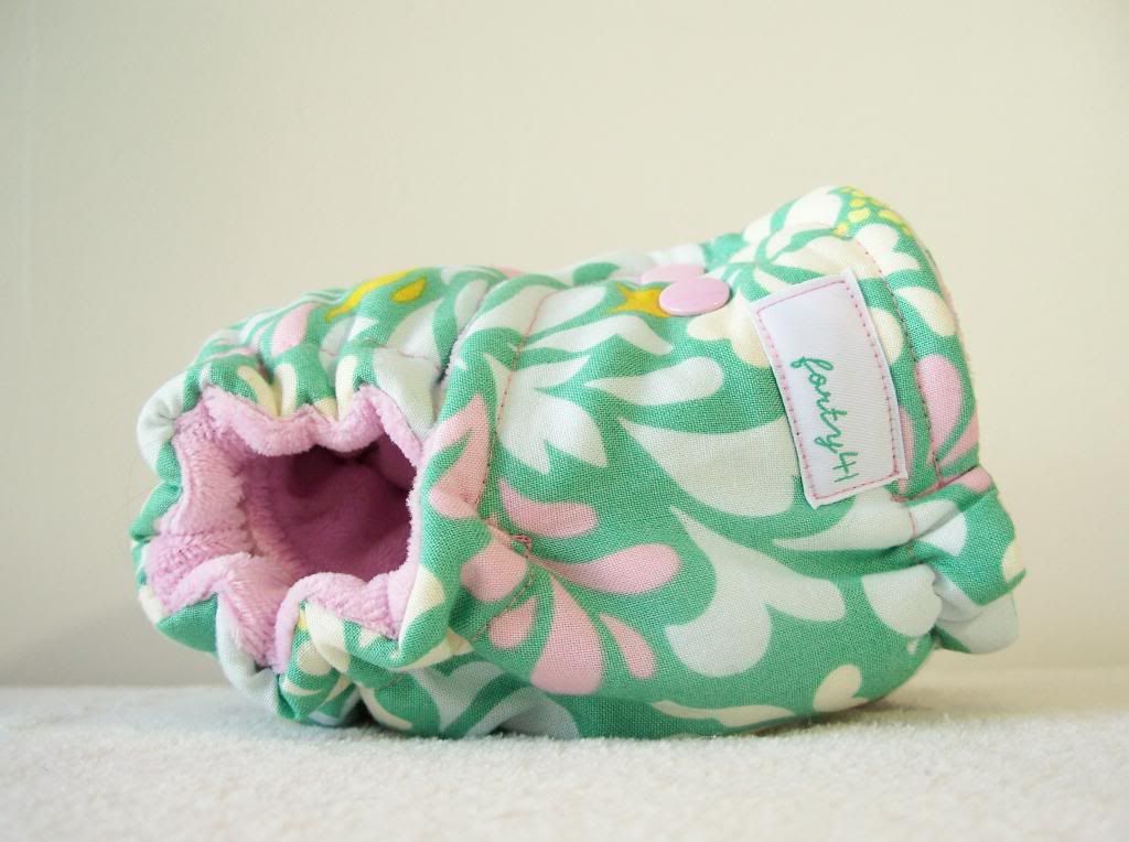 Forty41 Fancy Flowers with Light Pink Cotton Velour Newborn/Small Hybrid Cloth Diaper WOVEN