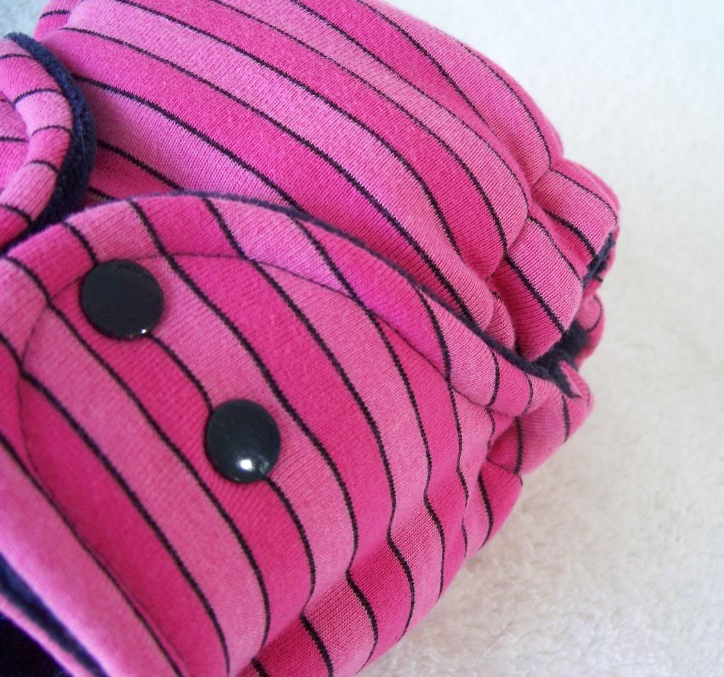 Forty41 Hot Pink Stripes with Navy Cotton Velour Newborn/Small Hybrid Cloth Diaper KNIT