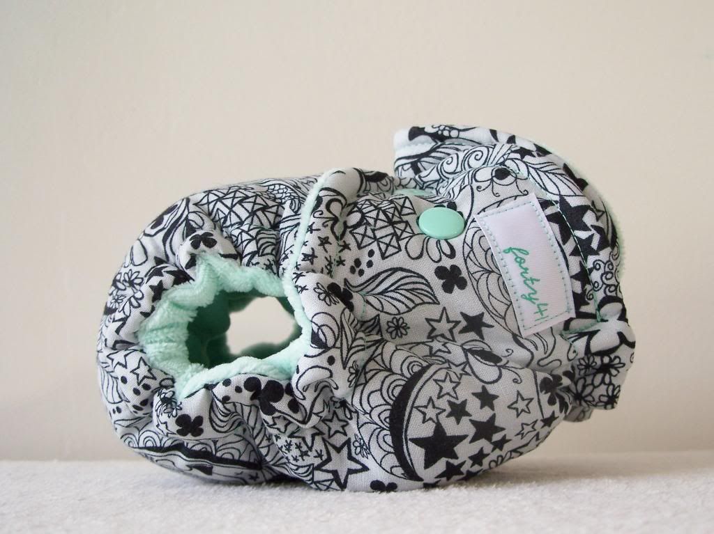 Graffiti on Gray with Mint Velour Newborn Hybrid Cloth Diaper WOVEN