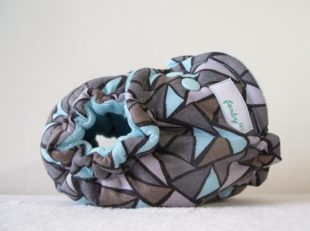 Triangles with Aqua Velour Newborn Hybrid Cloth Diaper WOVEN