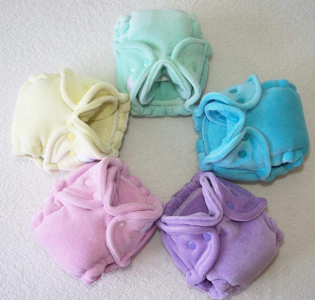 Pastel Rainbow Double Sided Cotton Velour Newborn Hybrid Cloth Diaper Set