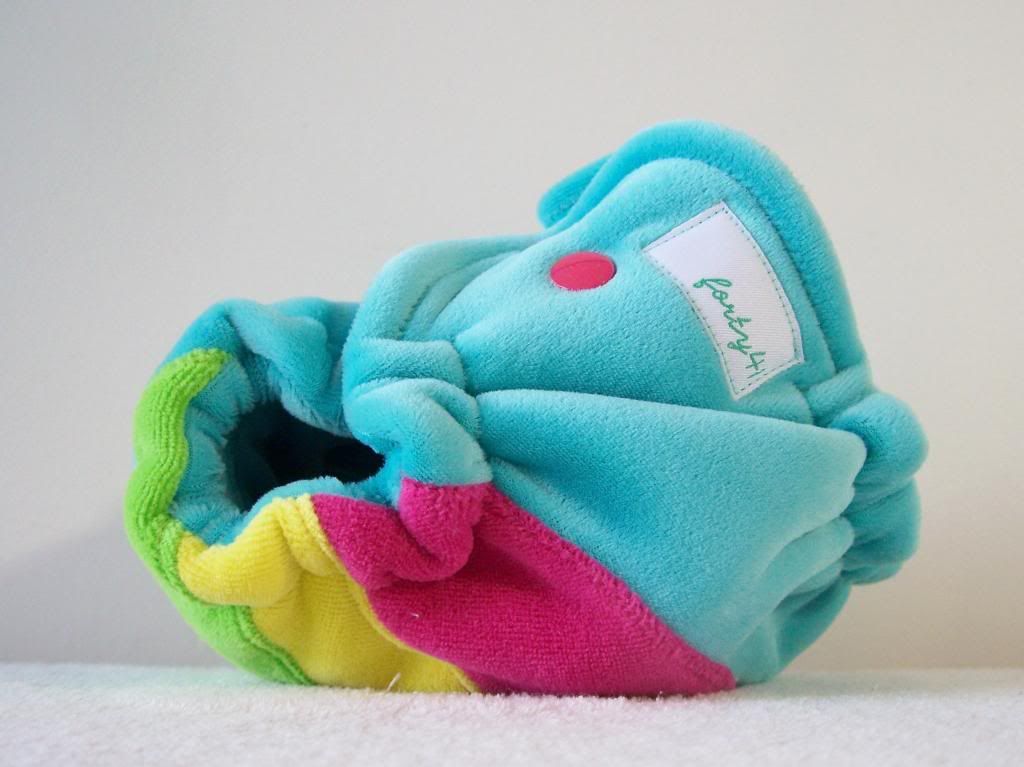 Forty41 Rainbow Trio with Aquamarine Velour Newborn Hybrid Cloth Diaper