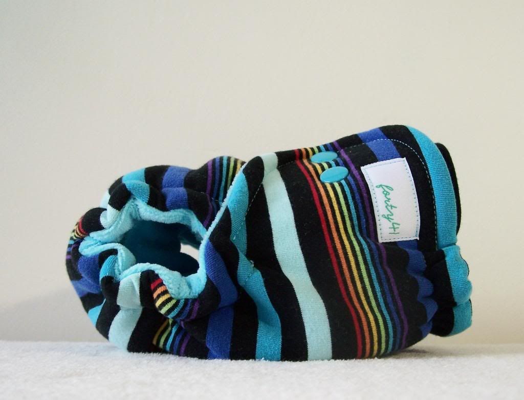 Forty41 Rainbow & Blue Stripes with Turquoise Cotton Velour Newborn/Small Hybrid Cloth Dia