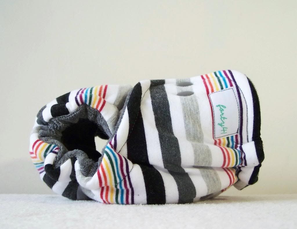 Forty41 Rainbow & Gray Stripes with Charcoal Cotton Velour Newborn/Small Hybrid Cloth Dia