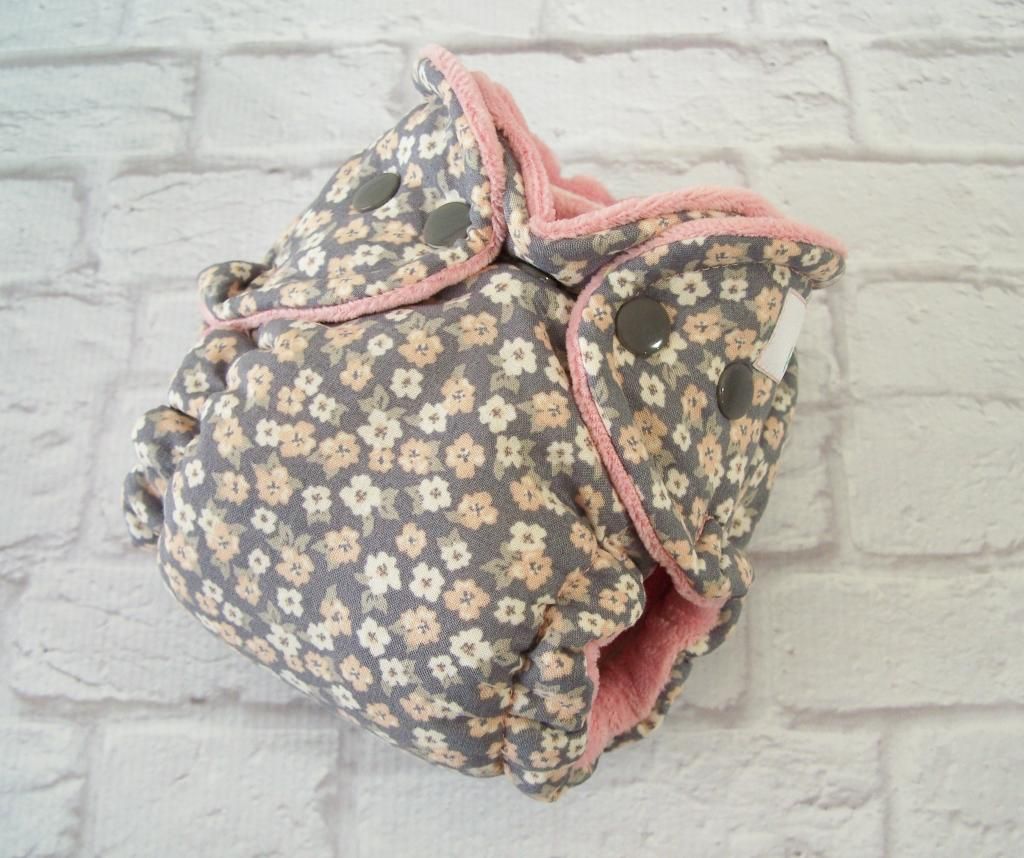 Forty41 Tiny Flowers with Pink Cotton Velour Newborn Hybrid Cloth Diaper WOVEN