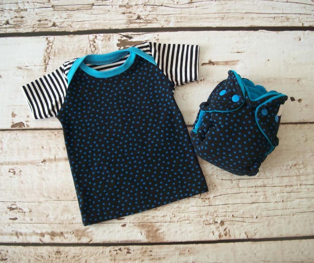 Forty41 Stars & Stripes Newborn Shirt and Hybrid Diaper Set