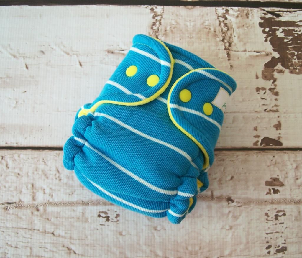 Forty41 Dark Turquoise with Lemon Yellow Cotton Velour Newborn/Small Hybrid Cloth Diaper KNIT