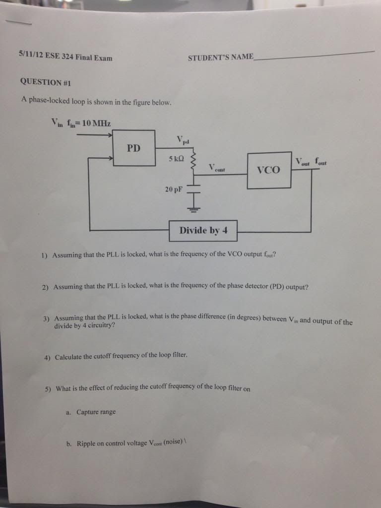 A phaselocked loop is shown in the figure below.