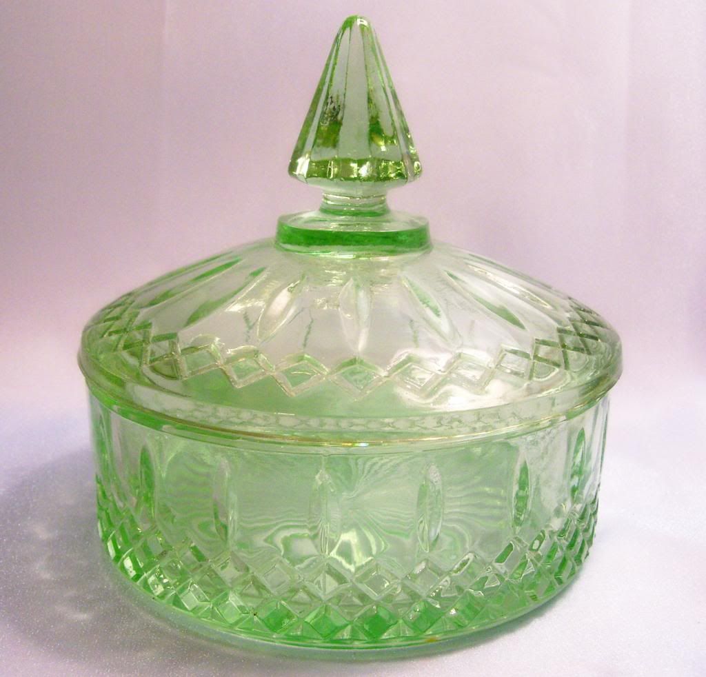 Vintage Depression Glass Green Candy Dish with Lid eBay