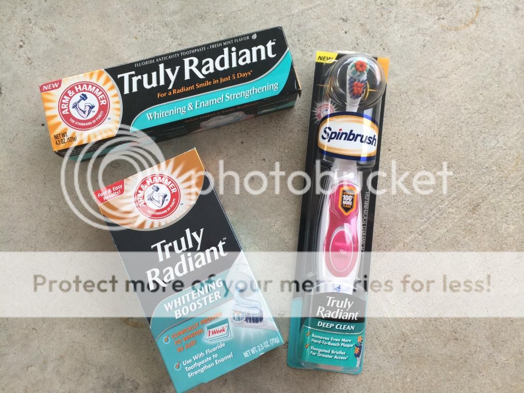 Arm & Hammer Truly Radiant toothpaste, spinbrush, and whitening booster