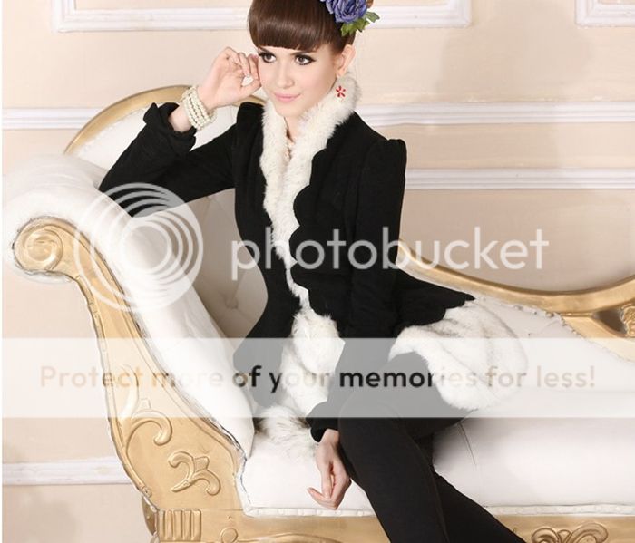 Lady White Black Fashion Warm Wool Petals Skirt Cloth Woman Winter Coat Overcoat